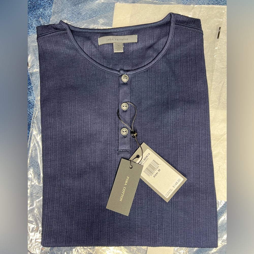 John Varvatos Collection Ribbon Henley Size M